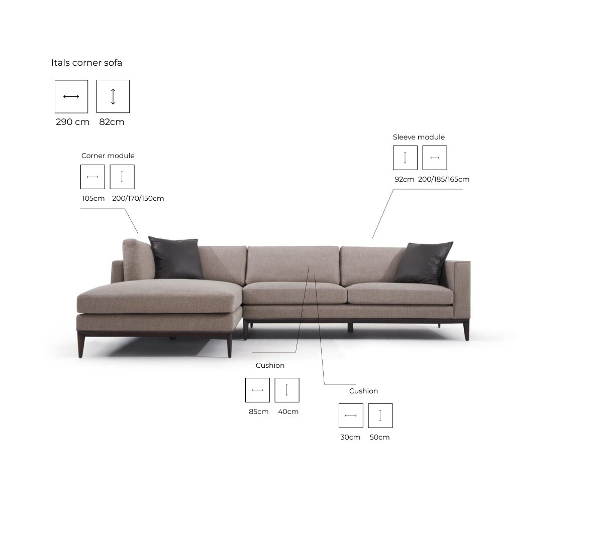 Itals corner sofa dimenzije